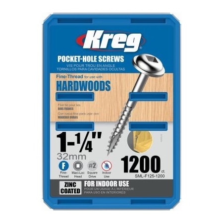 Kreg 1200CT Fine Hole Screws SML-F125-1200